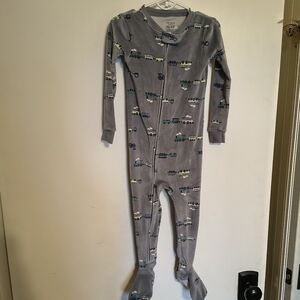 Carter's Grey Footed One-Piece Pajamas with Truck Print